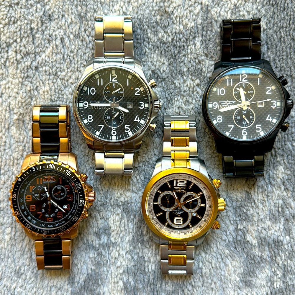 Set of 4 Invicta watches - new battery needed.